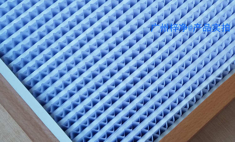 木框高效過濾器圖片【采用隔板式設計，波紋形隔板可以精確地保持褶層間距?！? width=